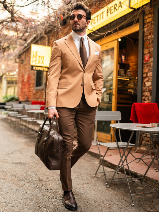 Camel Single Breasted Blazer - BRABION