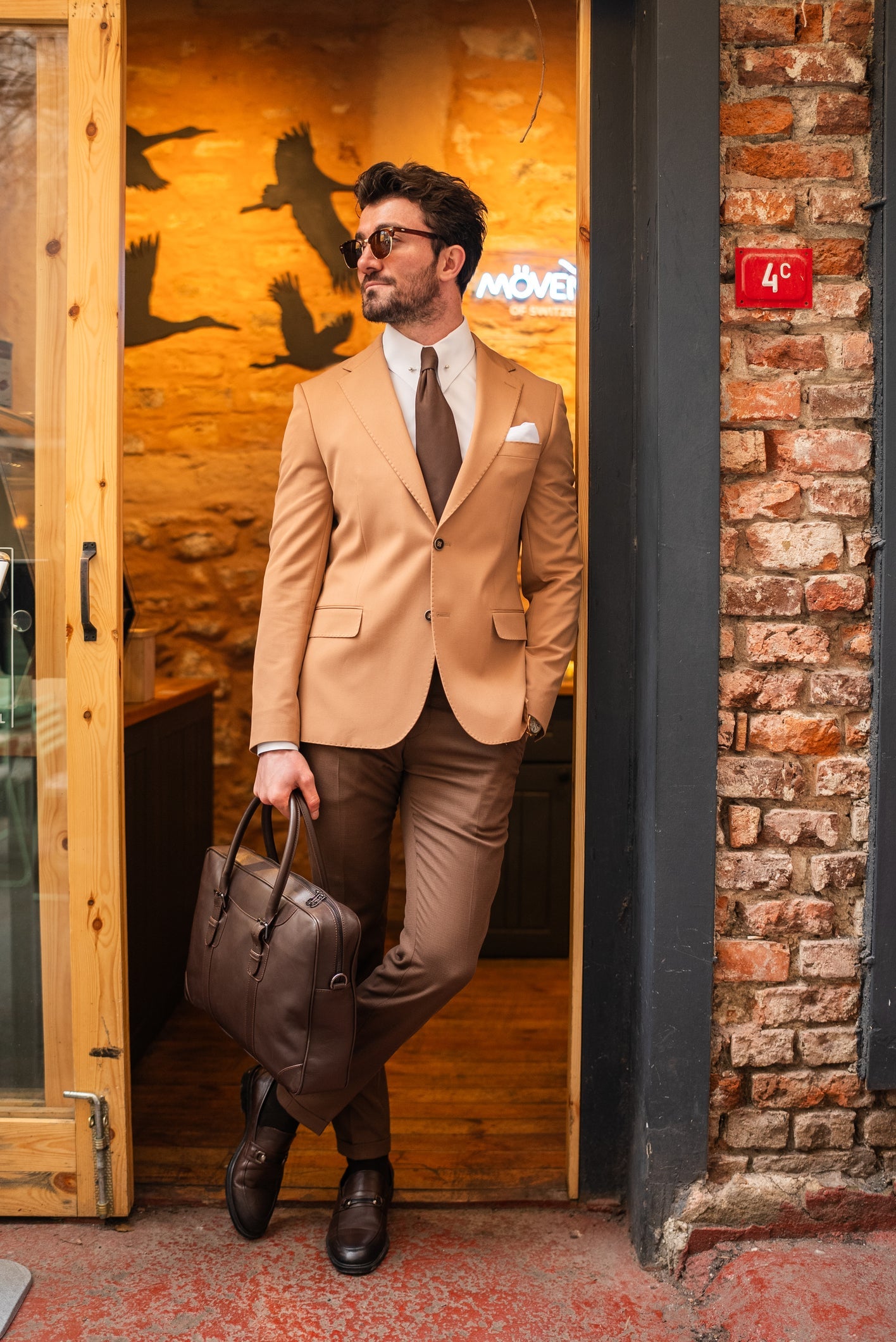 Camel Single Breasted Blazer - BRABION