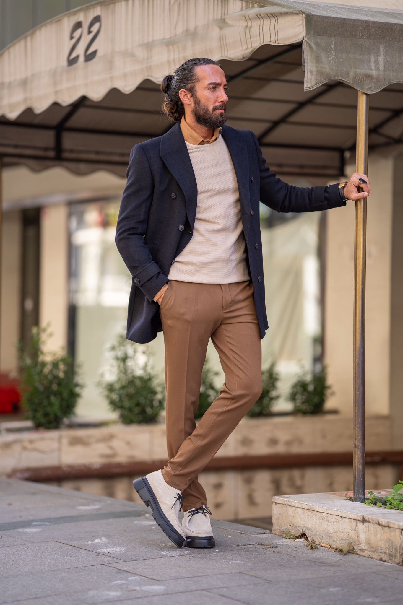 Brabion Black Slim Fit Long Coat: Elegant Versatility for Every Occasion