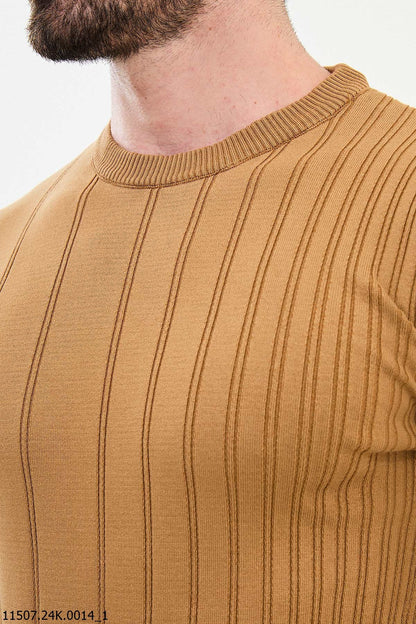 Bojoni Chicago Slim Fit Camel Knitted Sweater