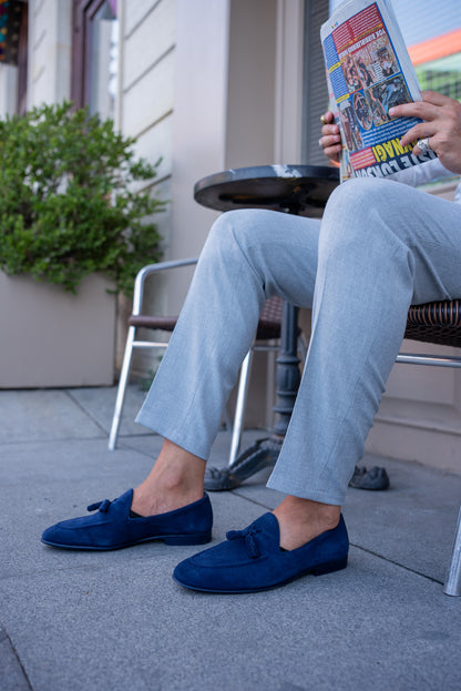 Brabion Bravo Navy Blue Suede Loafers - Elegant Comfort for Every Occasion