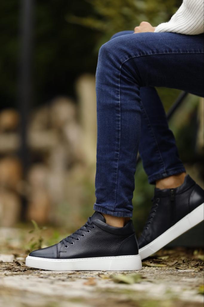 Lyon Navy Blue High Top Sneakers - Stylish Comfort for Every Occasion