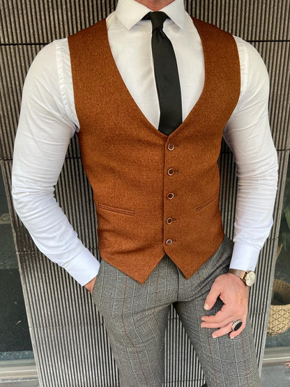 Empire Rust Slim Fit Wool Vest - Sophisticated Style for Every Occasion
