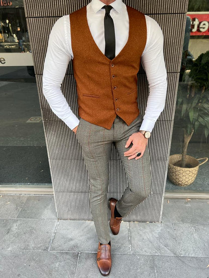 Empire Rust Slim Fit Wool Vest - Sophisticated Style for Every Occasion