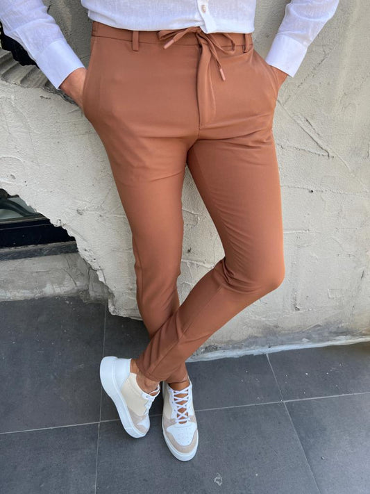 Lyon Brown Slim Fit Rope Pants for Every Occasion