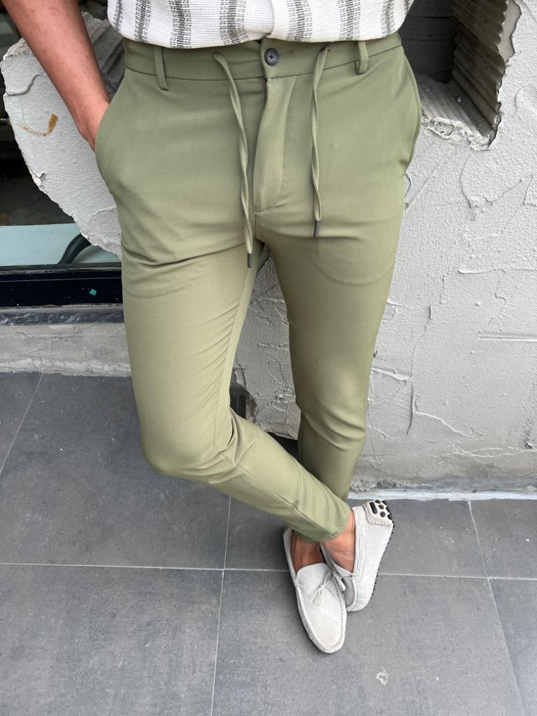 Lyon Green Slim Fit Rope Pants - Versatile Elegance for Every Occasion