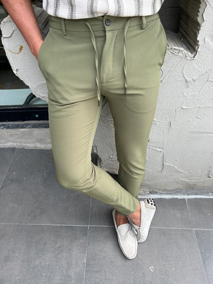 Lyon Green Slim Fit Rope Pants - Versatile Elegance for Every Occasion