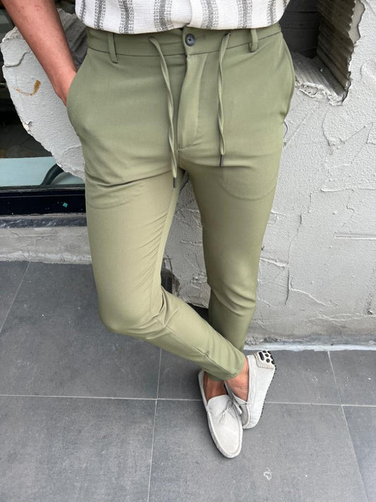 Lyon Green Slim Fit Rope Pants - Versatile Elegance for Every Occasion