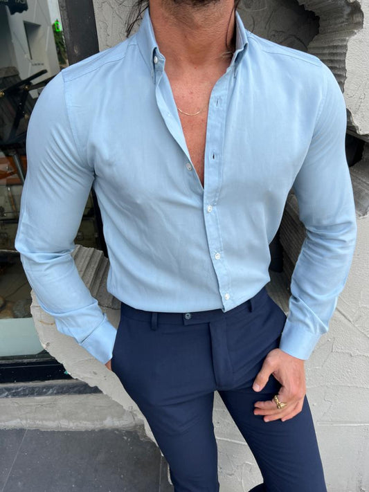 Brabion Evo Sky Blue Slim Fit Long Sleeve Shirt