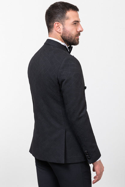 Brabion Rocco Black Slim Fit Double Breasted Tuxedo