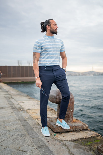 Brabion Sorento Navy Blue Slim Fit Chino Pants