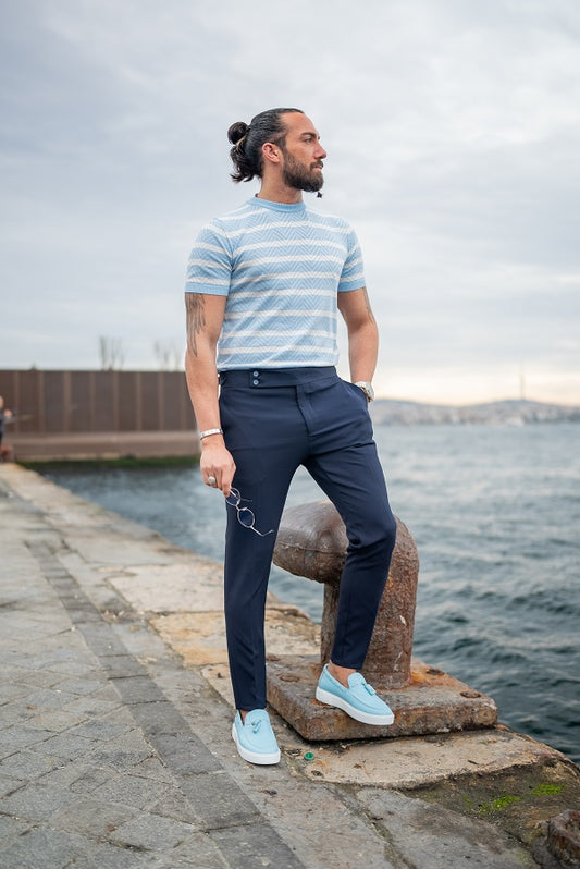 Brabion Sorento Navy Blue Slim Fit Chino Pants