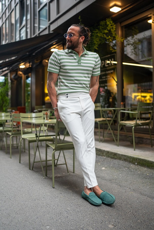Brabion Sorento White Slim Fit Chino Pants for Every Occasion