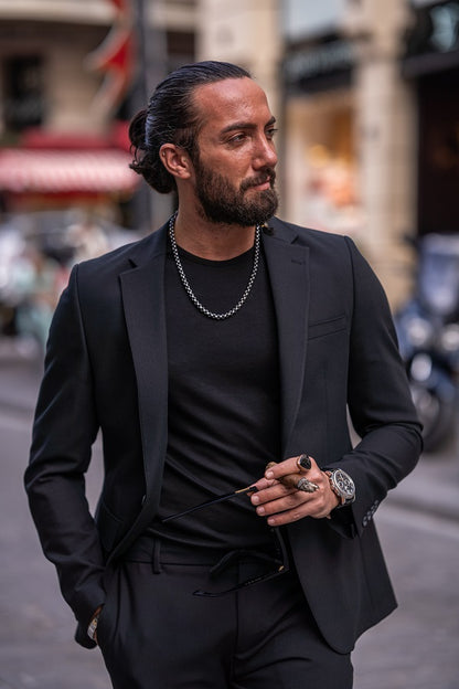 Brabion Lance Black Slim Fit Notch Lapel Suit – Elevate Your Wardrobe