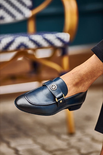 Brabion Levanzo Navy Blue Penny Loafers - Elegance Redefined