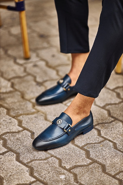 Brabion Levanzo Navy Blue Penny Loafers - Elegance Redefined