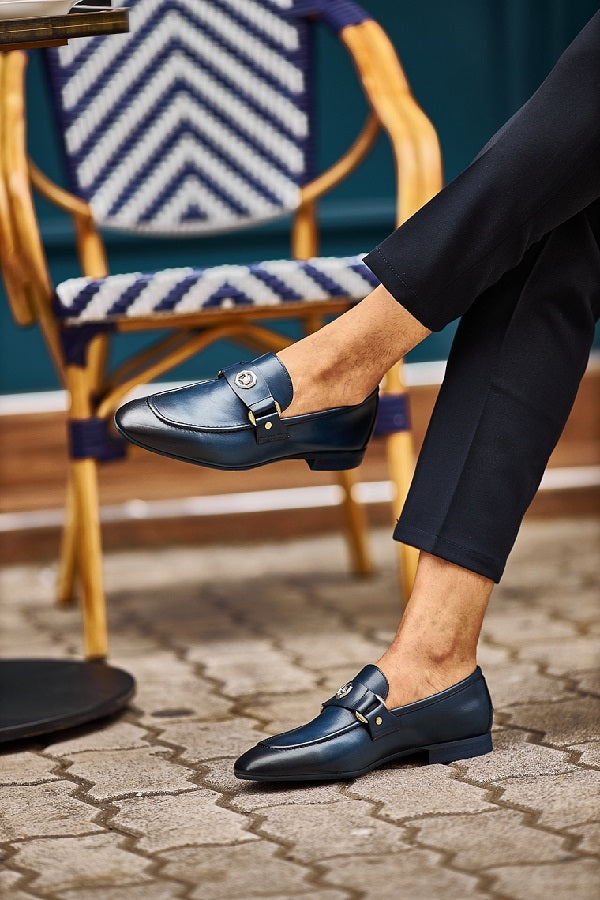 Brabion Levanzo Navy Blue Penny Loafers - Elegance Redefined