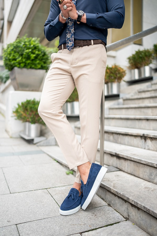 Brabion Massimo Beige Slim Fit Chino Pants