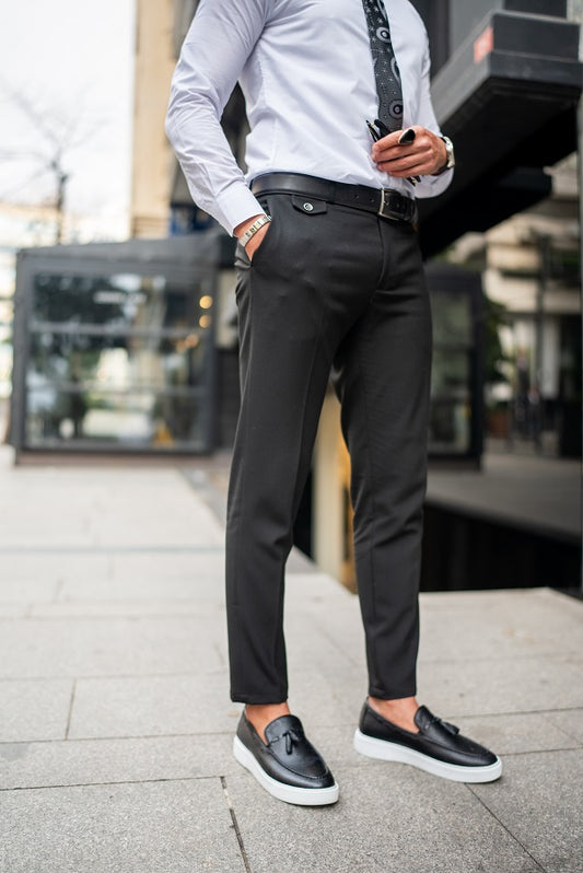 Brabion Massimo Black Slim Fit Chino Pants