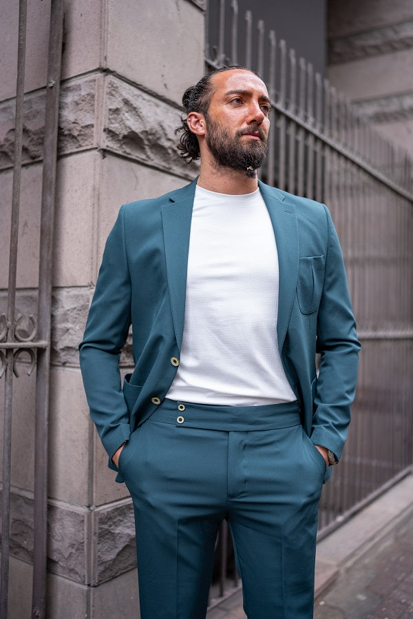 Brabion Massimo Teal Green Slim Fit Suit – Elevate Your Style