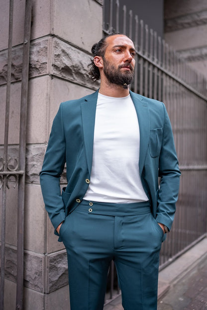 Brabion Massimo Teal Green Slim Fit Suit – Elevate Your Style
