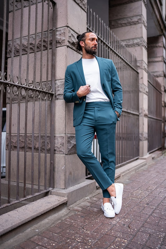 Brabion Massimo Teal Green Slim Fit Suit – Elevate Your Style