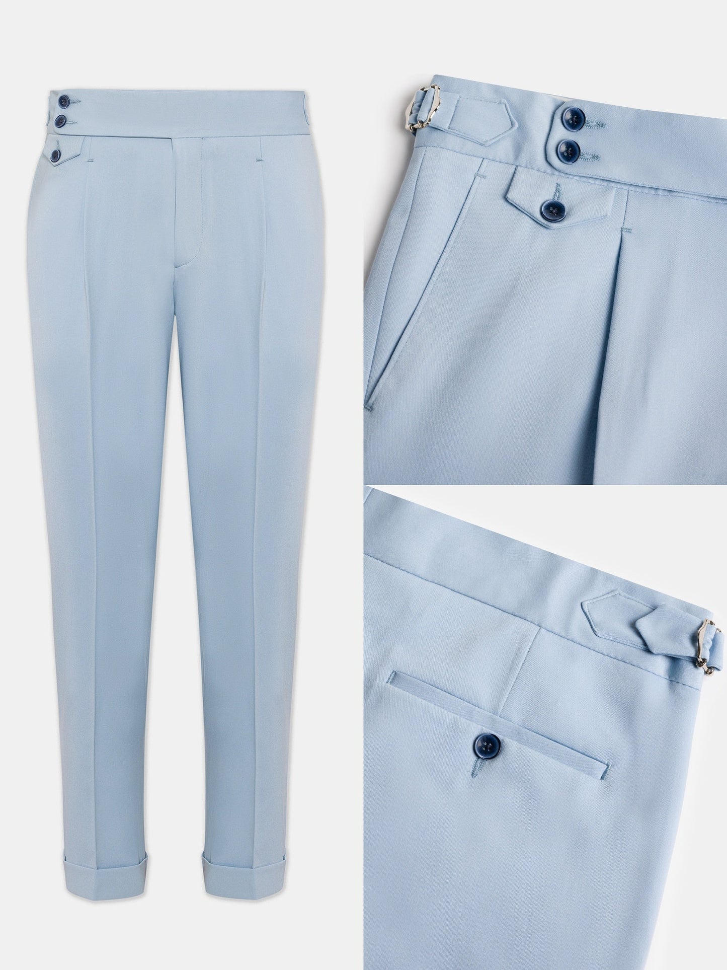 London Sky-Blue High Waist Slim-Fit Pants VIOSSI