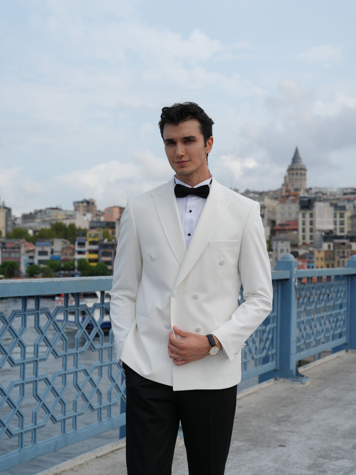 Italian Style White Double Breasted Tuxedo - Premium Slim Fit