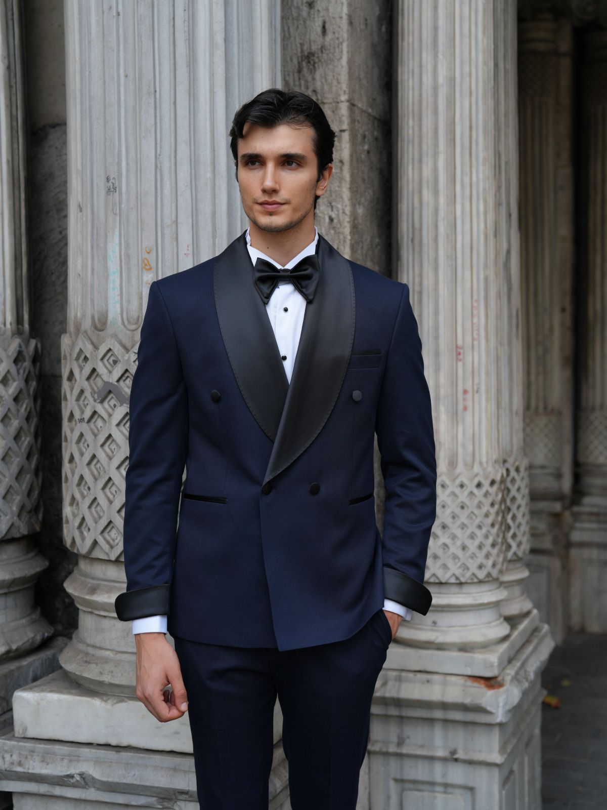 Navy Blue Double Breasted Tuxedo Set
