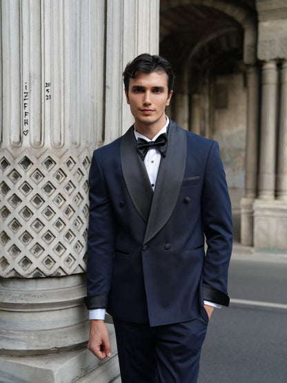 Navy Blue Double Breasted Tuxedo Set