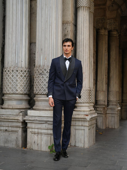 Navy Blue Double Breasted Tuxedo Set