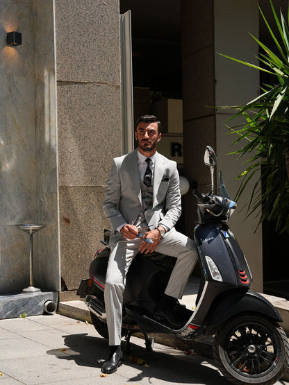 Light Gray 3 Piece Slim Fit Italian Style Suit