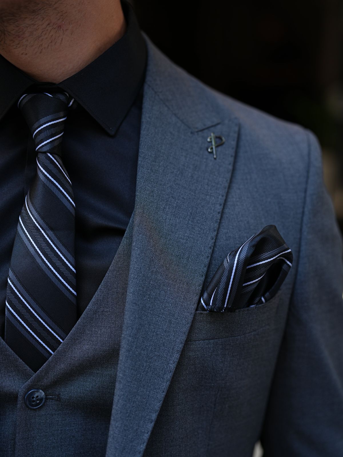 Smoked Gray 3-Piece Slim Fit Italian Suit