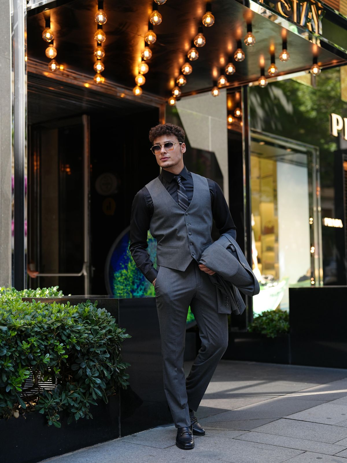 Smoked Gray 3-Piece Slim Fit Italian Suit