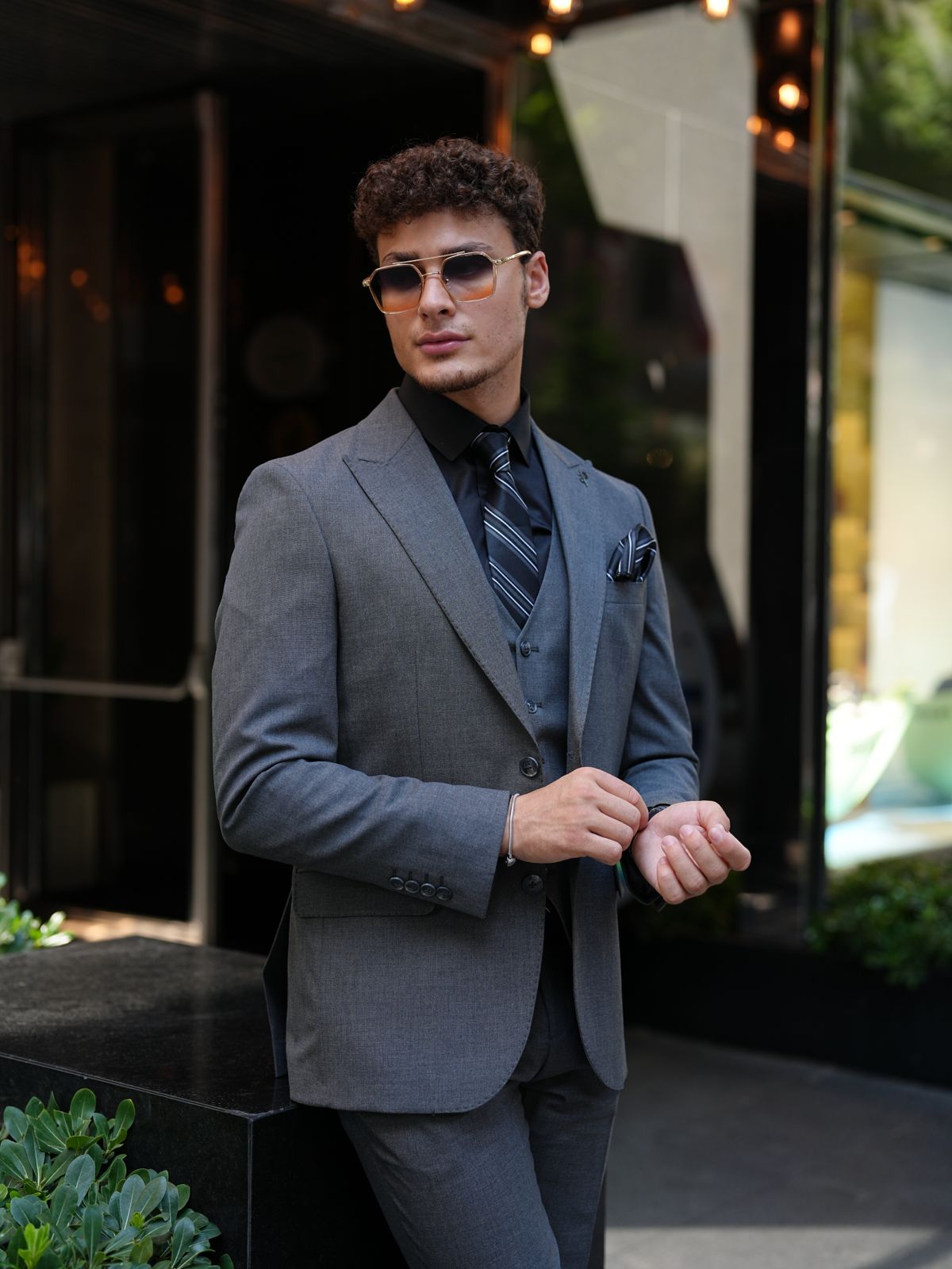 Smoked Gray 3-Piece Slim Fit Italian Suit