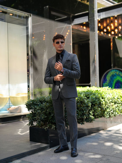 Smoked Gray 3-Piece Slim Fit Italian Suit