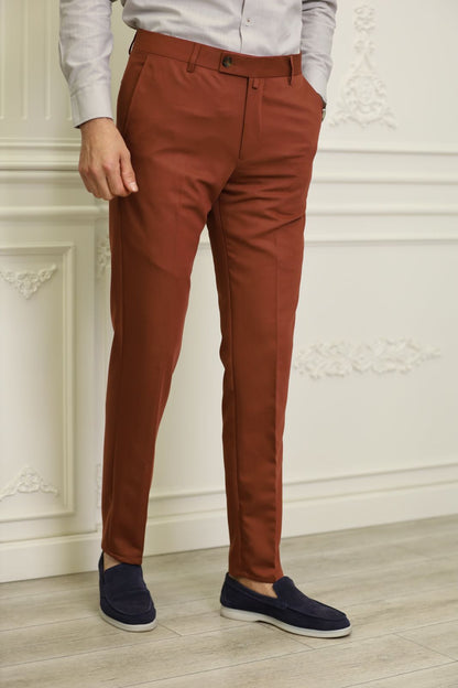 Brick Brown Slim Fit Pants