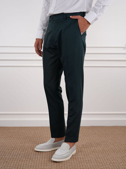 Green Slim Fit High Waist Trousers - BRABION