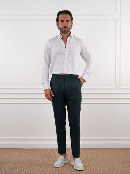 Green Slim Fit High Waist Trousers - BRABION