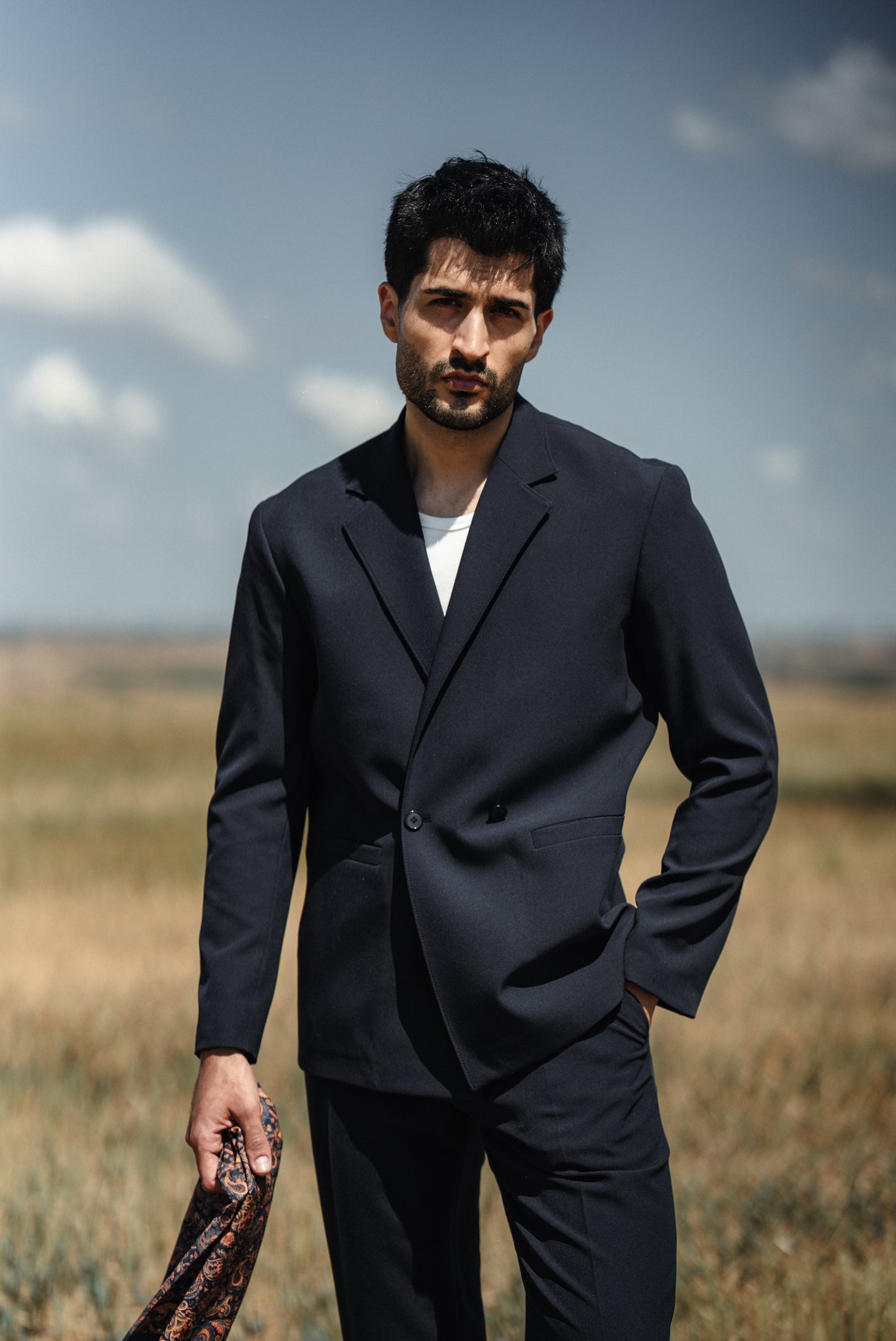 Cannes Navy Blue Lustrofin Blazer Suit