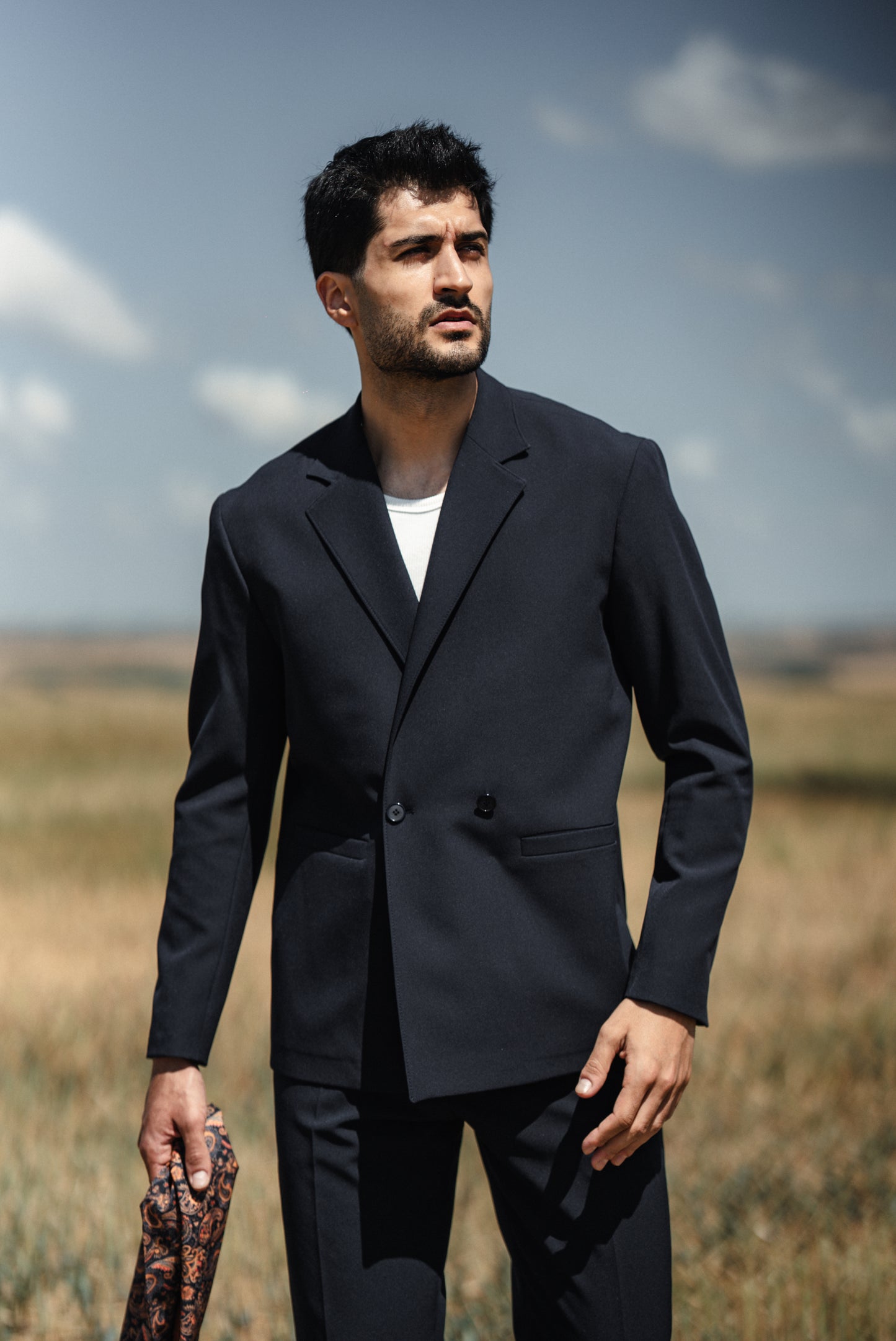 Cannes Navy Blue Lustrofin Blazer Suit