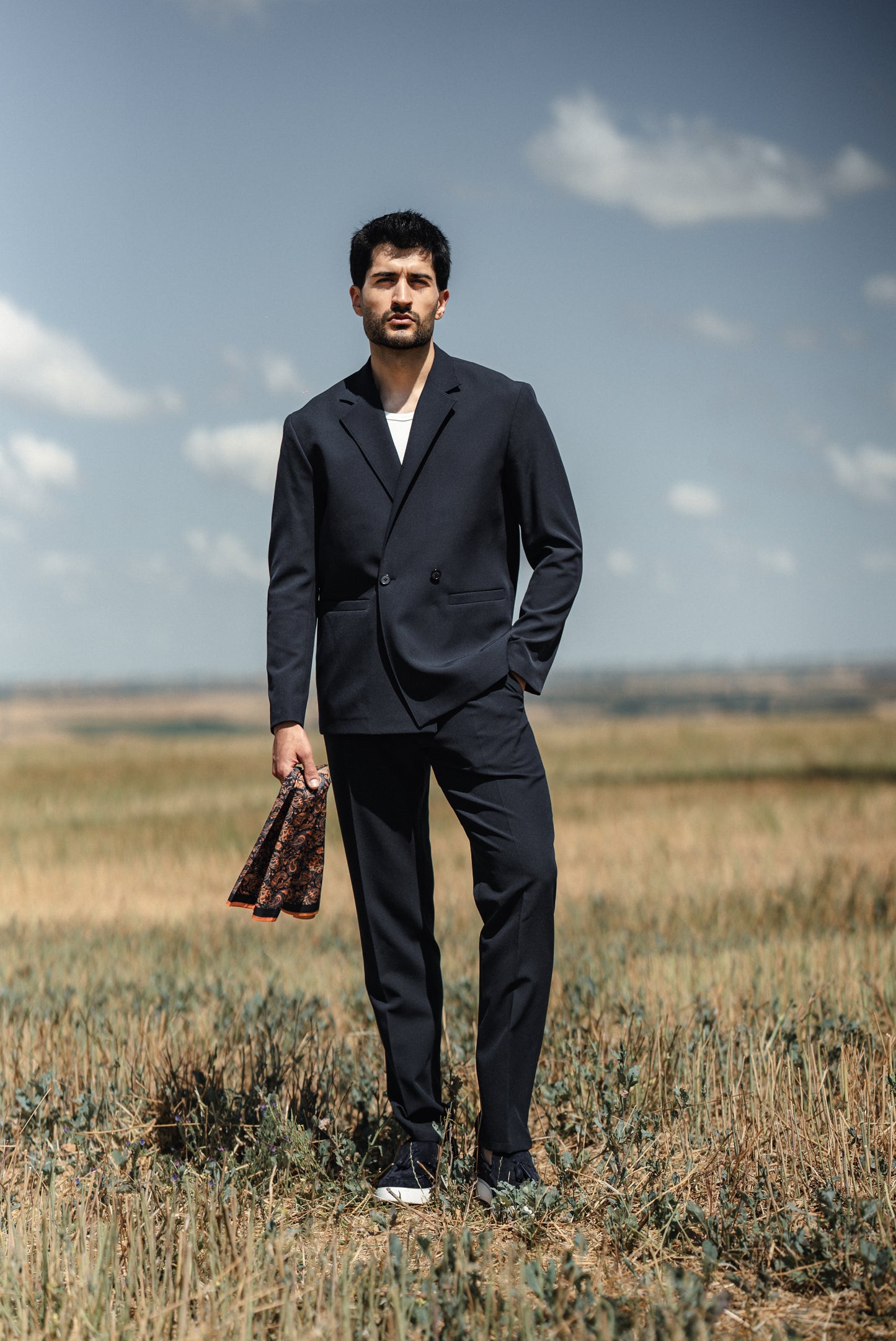 Cannes Navy Blue Lustrofin Blazer Suit