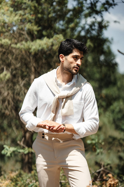 Brabion Santorini Beige Linen Shirt