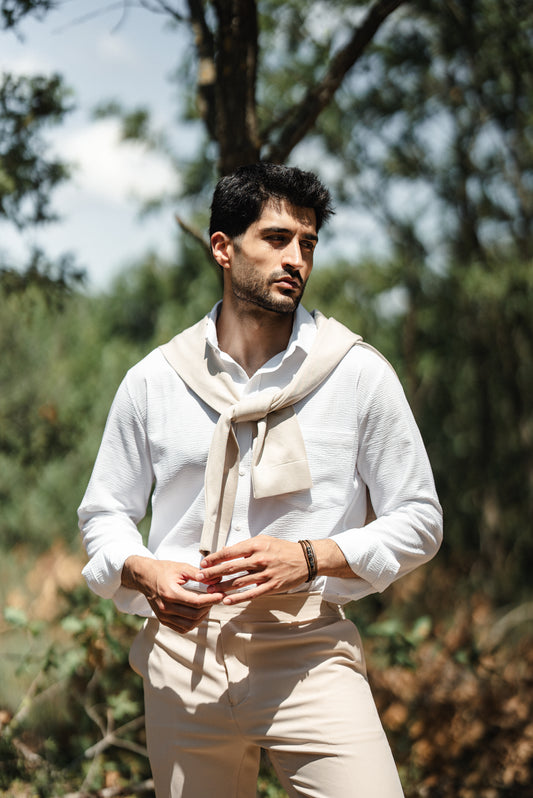 Brabion Santorini Beige Linen Shirt
