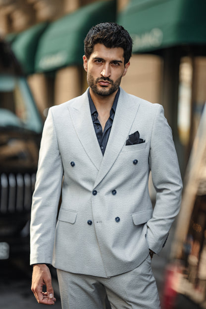 Cannes Light Grey Double-Breasted Suit