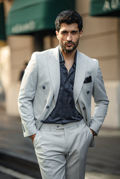 Cannes Light Grey Double-Breasted Suit