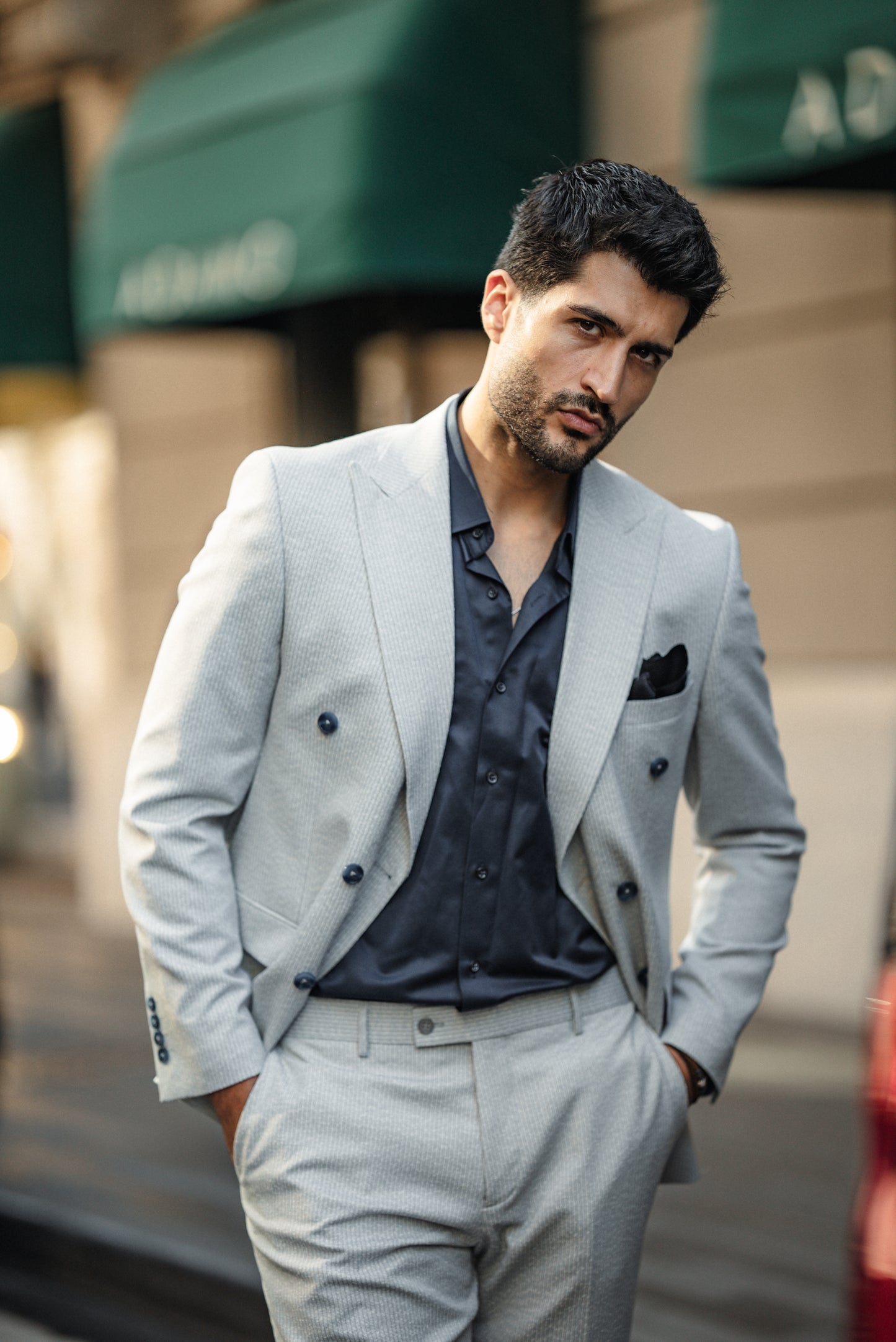 Cannes Light Grey Double-Breasted Suit