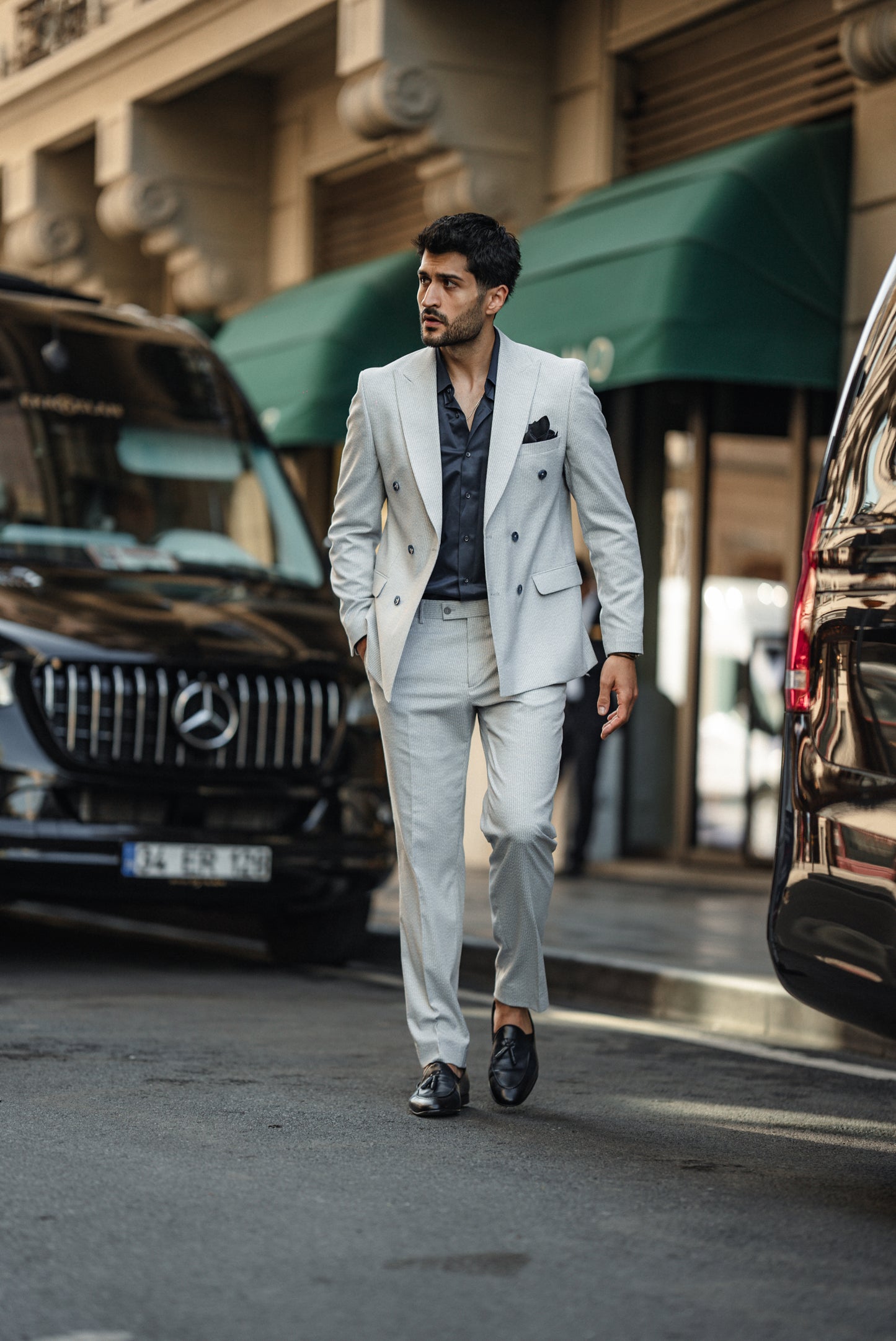 Cannes Light Grey Double-Breasted Suit