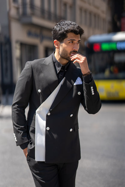 St. Tropez Black Slim Fit Double-Breasted Suit