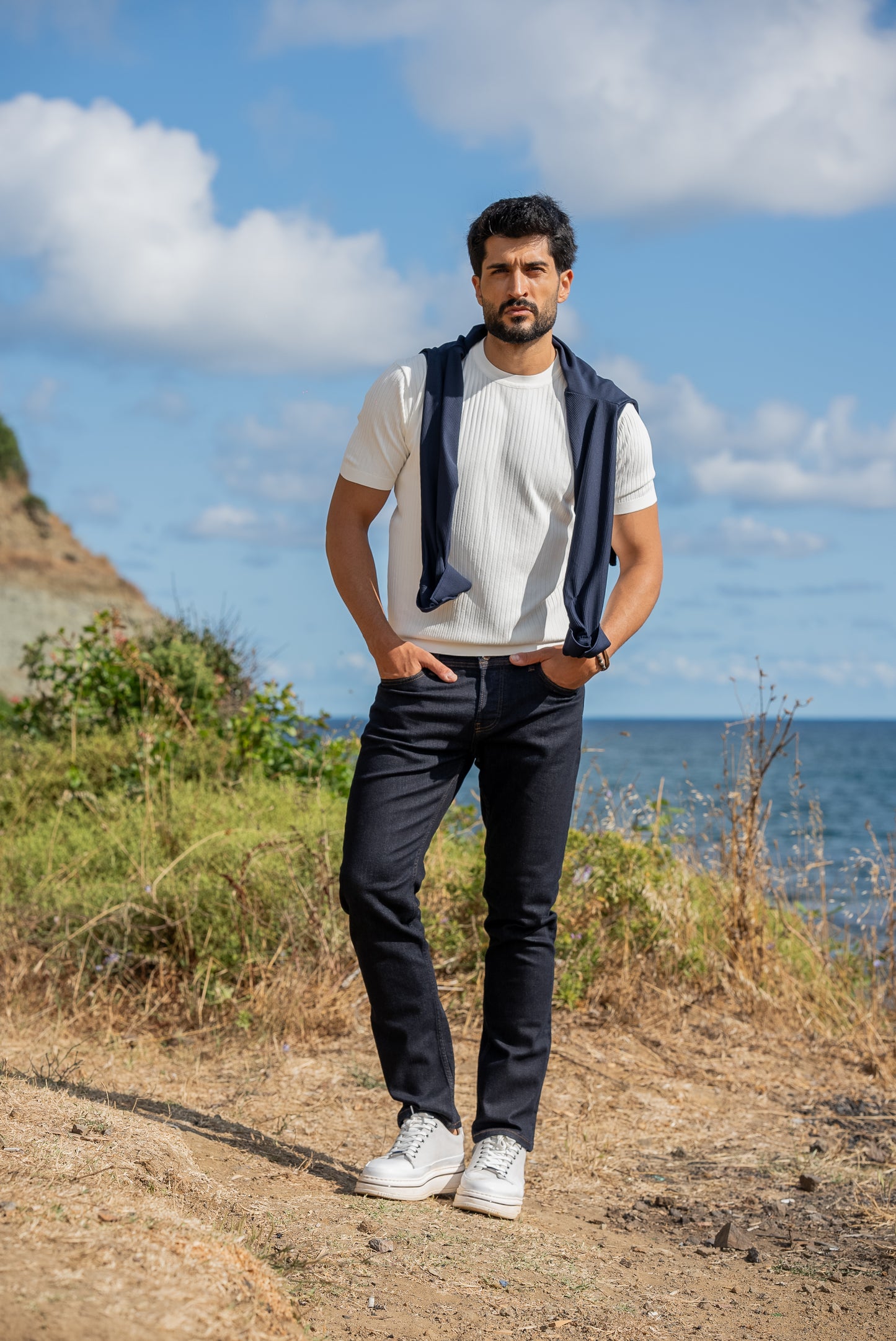 Capri White Knitted Men's T-Shirt